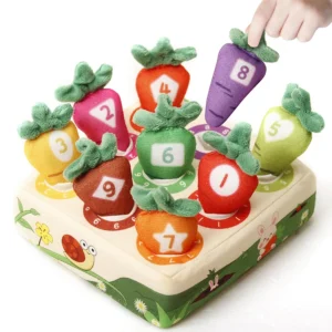 Montessori Carrot Pull Toddlers Toy, Numbers Colors Motor Skills Early Learning, Soft Washable Fabric, 0-3 Years Birthday Gift