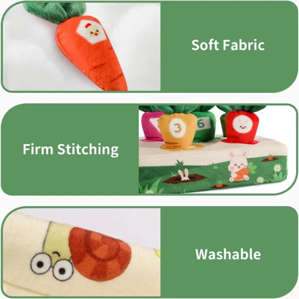 Montessori Carrot Pull Toddlers Toy, Numbers Colors Motor Skills Early Learning, Soft Washable Fabric, 0-3 Years Birthday Gift - 图片 5