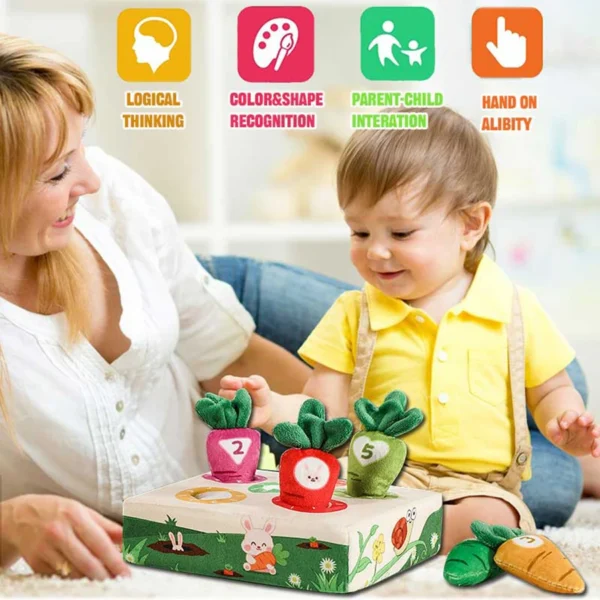 Montessori Carrot Pull Toddlers Toy, Numbers Colors Motor Skills Early Learning, Soft Washable Fabric, 0-3 Years Birthday Gift - 图片 6