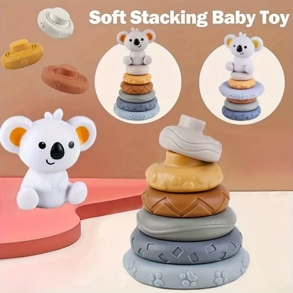 Baby Montessori Sensory Intellectual Development Set, Developing Fine Motor Skills, Koala Stacking Tower Learning Toys - 图片 6