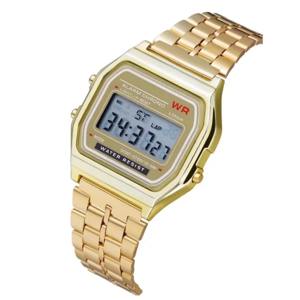F91W Steel Strap Watches Women Watch Men Business Clock Multifunction LED Digtal Sports Wrist Watch Electronic Clock Electron wi - 图片 3