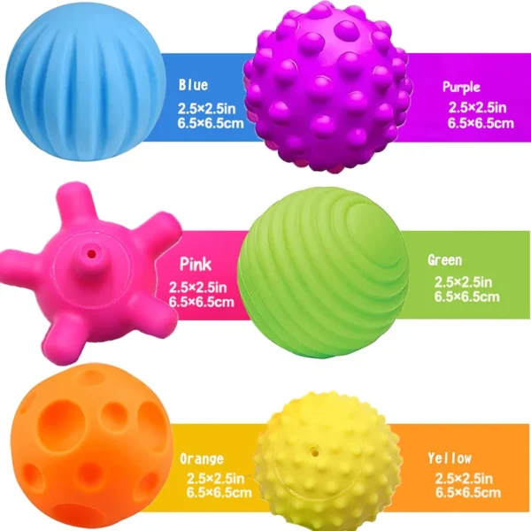 6PCS Textured Balls for Baby Sensory Play 6-12 Months, Activity Multi Soft Ball, Montessori Shower Toys for Toddlers 1-3 Years - 图片 2