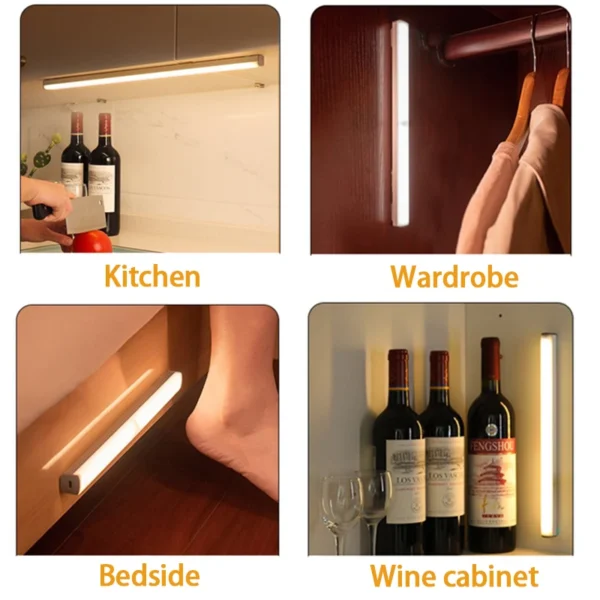 Motion Sensor Light Wireless LED Night Light Type C Rechargeable Light Cabinet Wardrobe Lamp Staircase Backlight For Kitchen LED - 图片 5